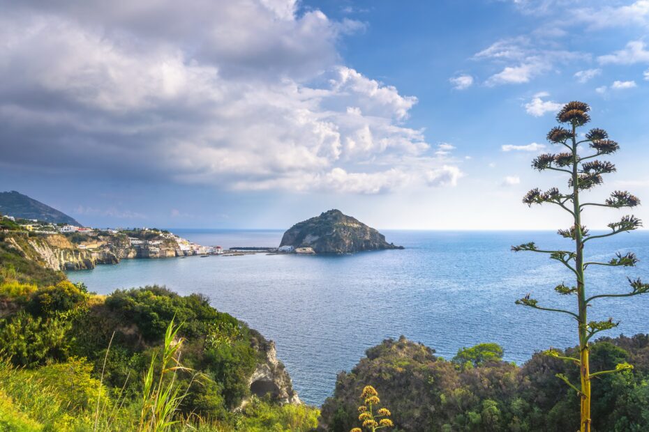 Ischia Island, Sant Angelo coast and islet. Campania, Italy.