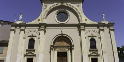 Exterior of historic buildings of Viadana, Mantova province, Lombardy, Italy